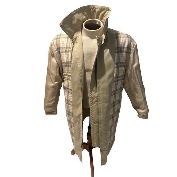 Vintage Escada Margaretha Ley Beige Trench Coat Made Germany 89-90 Plaid Lined - Picture 8 of 12